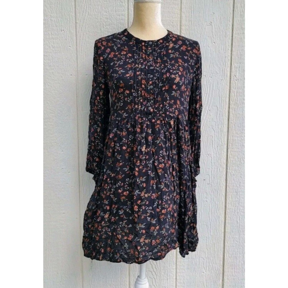American Eagle longsleeve dark floral print dress witchy dress short sz S